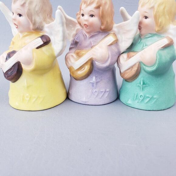 1977 Goebel Green Angel With Lute Bell Christmas Tree Ornament Lot of 3 - Picture 9 of 16